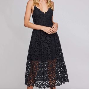 ASTR The Label Black Lace A Line Midi Dress Size S